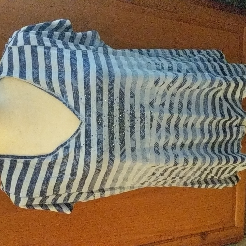 Unity  World Wear Striped Embellished Blouse 2X